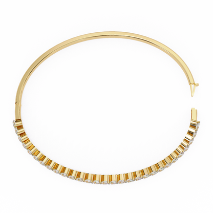 Baguette Diamond Half Tennis Bangle
