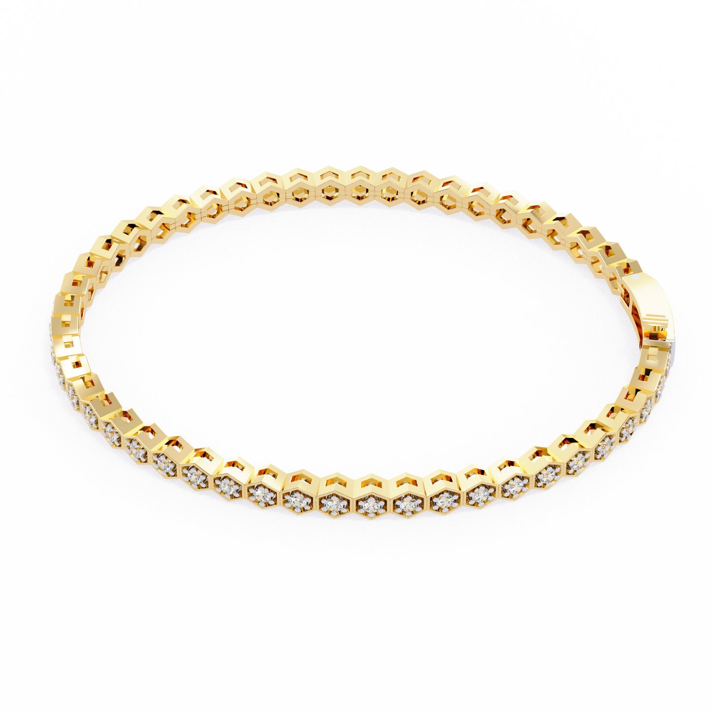 Hexa Link Diamond Tennis Bracelet