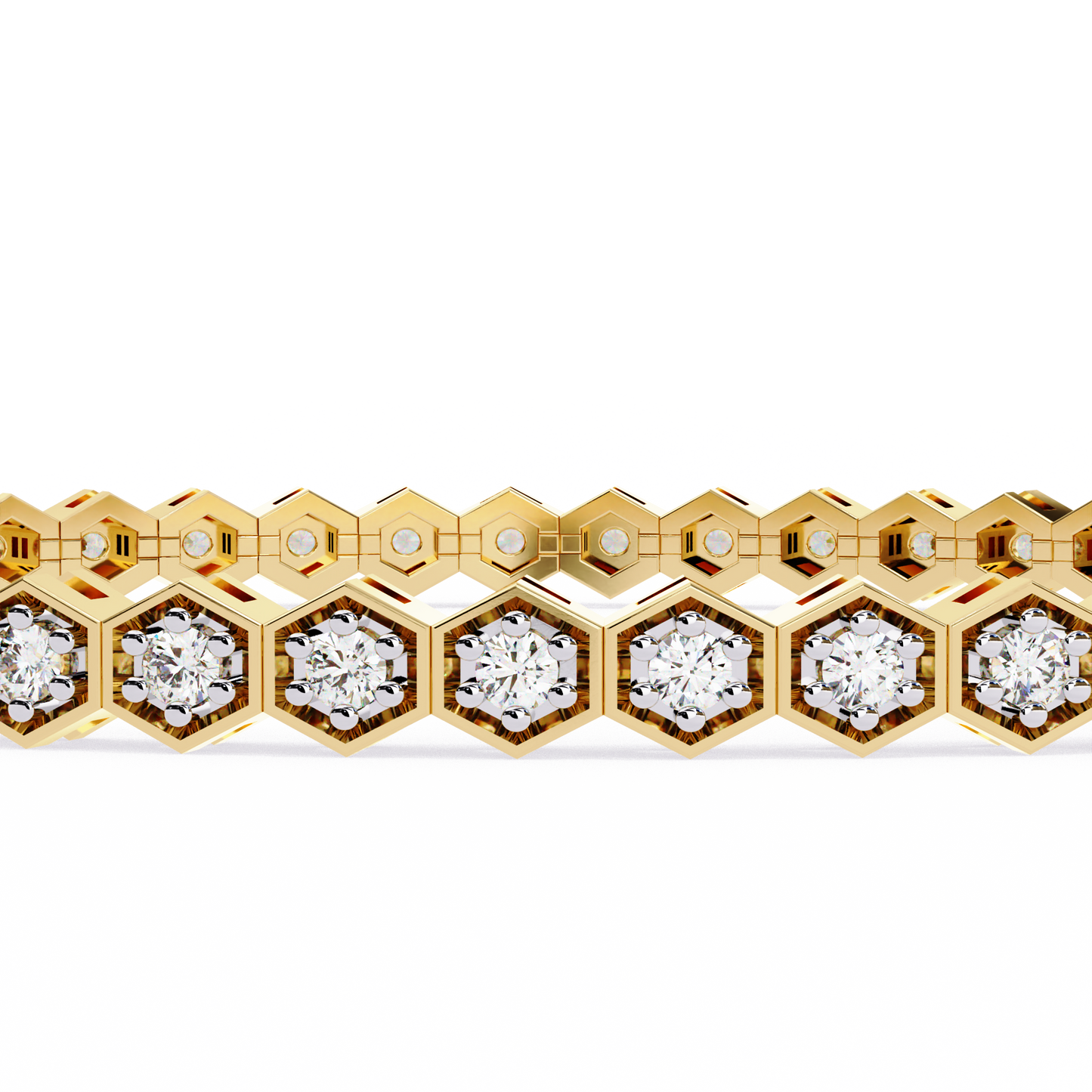 Hexa Link Diamond Tennis Bracelet