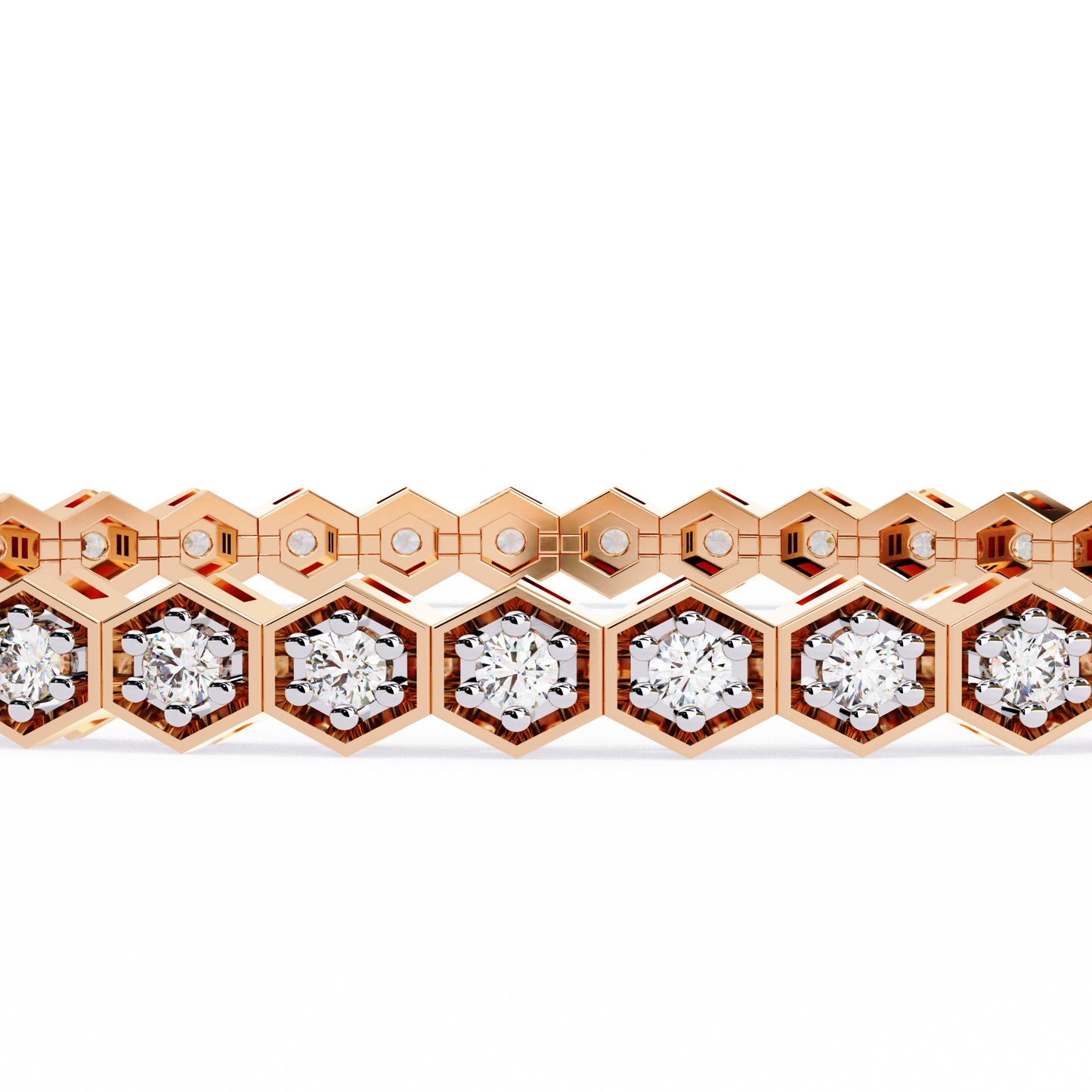 Hexa Link Diamond Tennis Bracelet