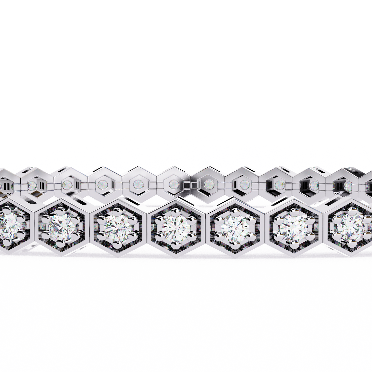 Hexa Link Diamond Tennis Bracelet