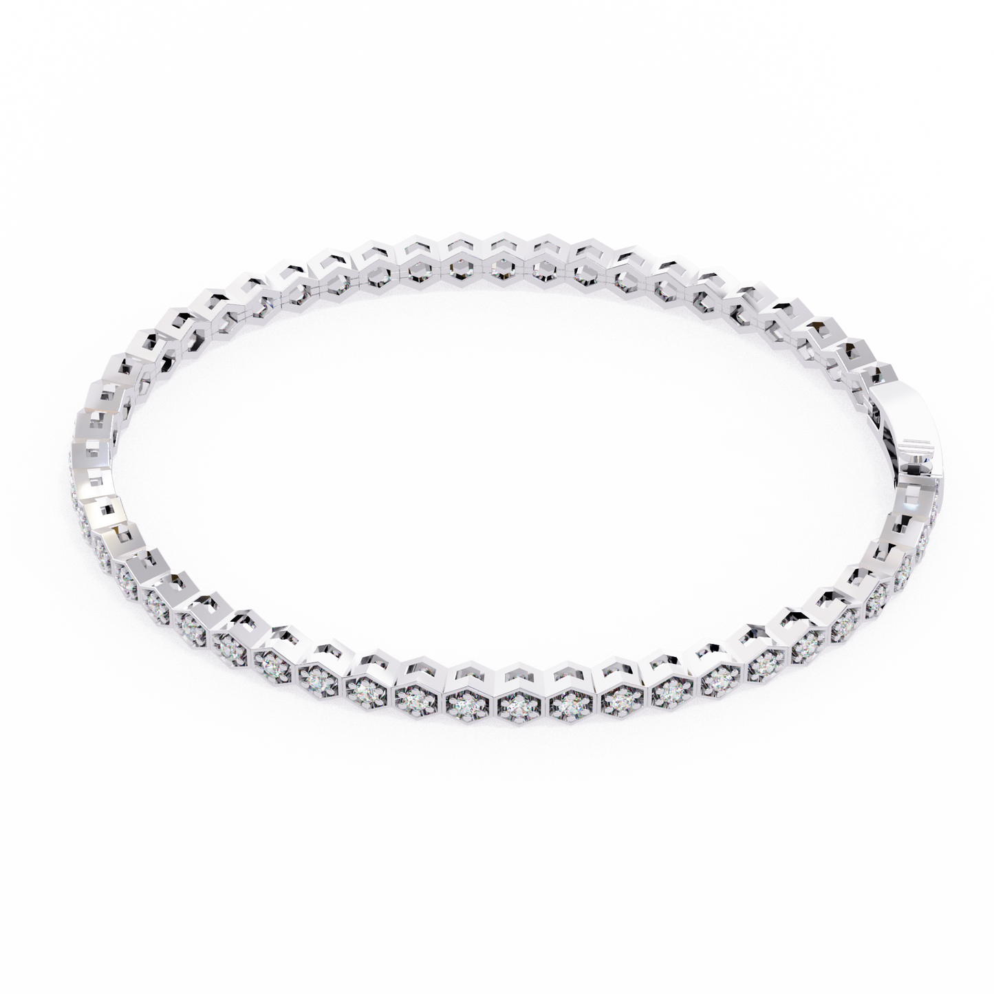 Hexa Link Diamond Tennis Bracelet