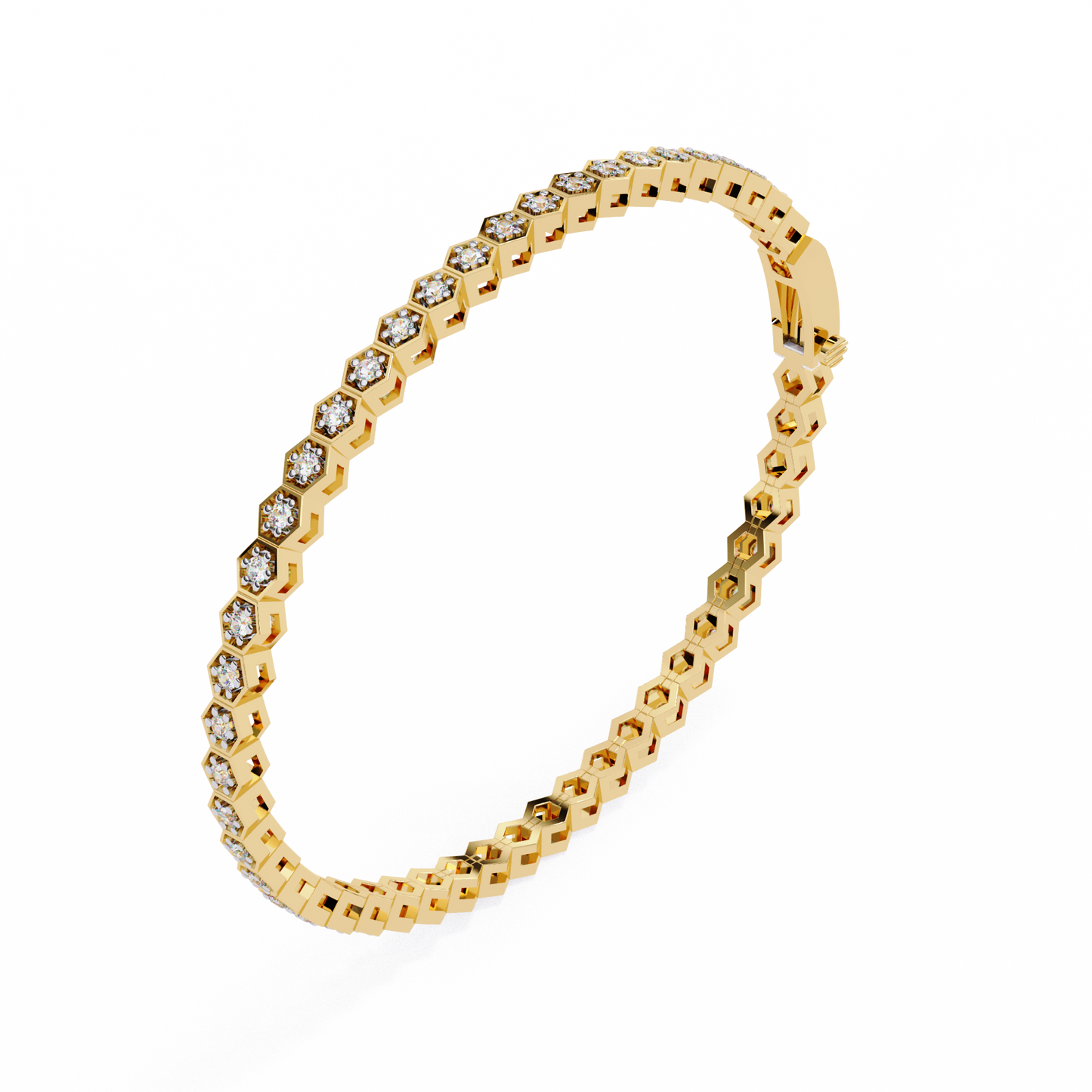 Hexa Link Diamond Tennis Bracelet