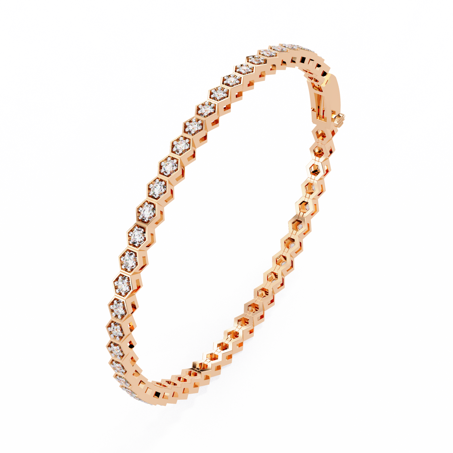 Hexa Link Diamond Tennis Bracelet