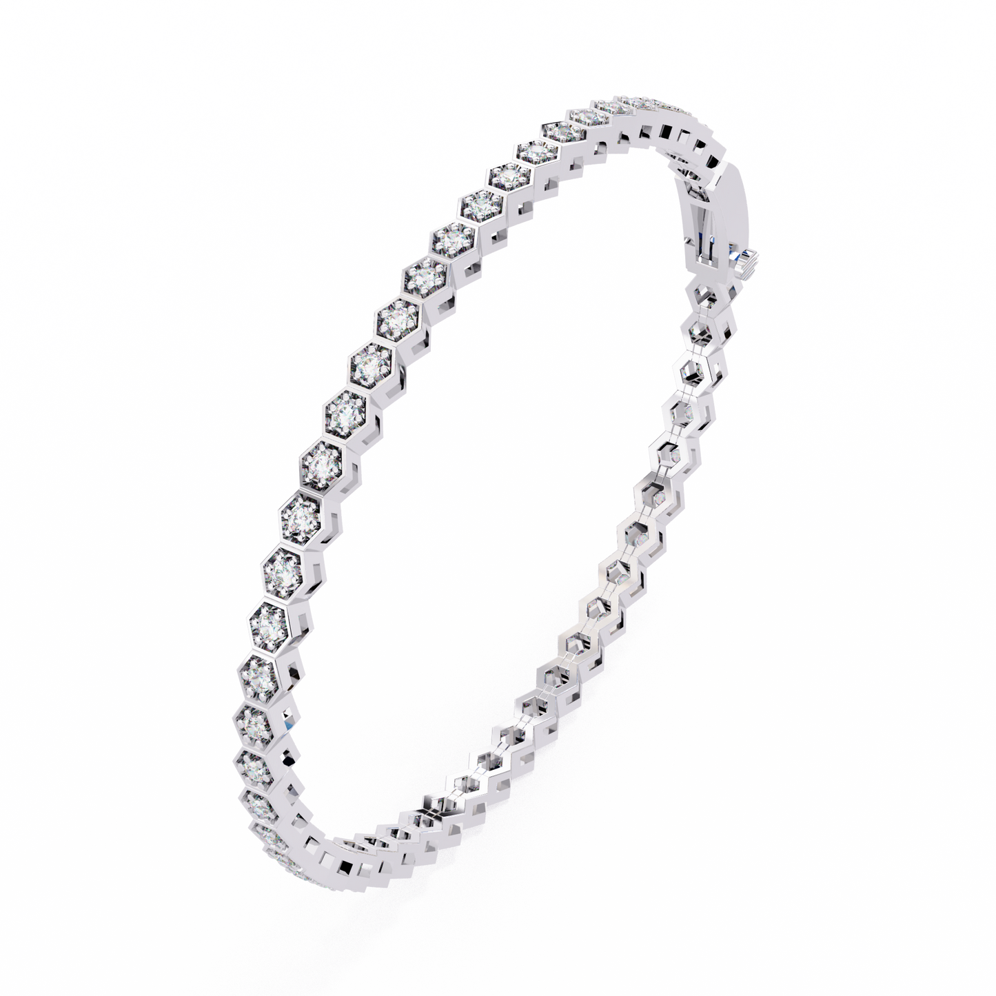 Hexa Link Diamond Tennis Bracelet