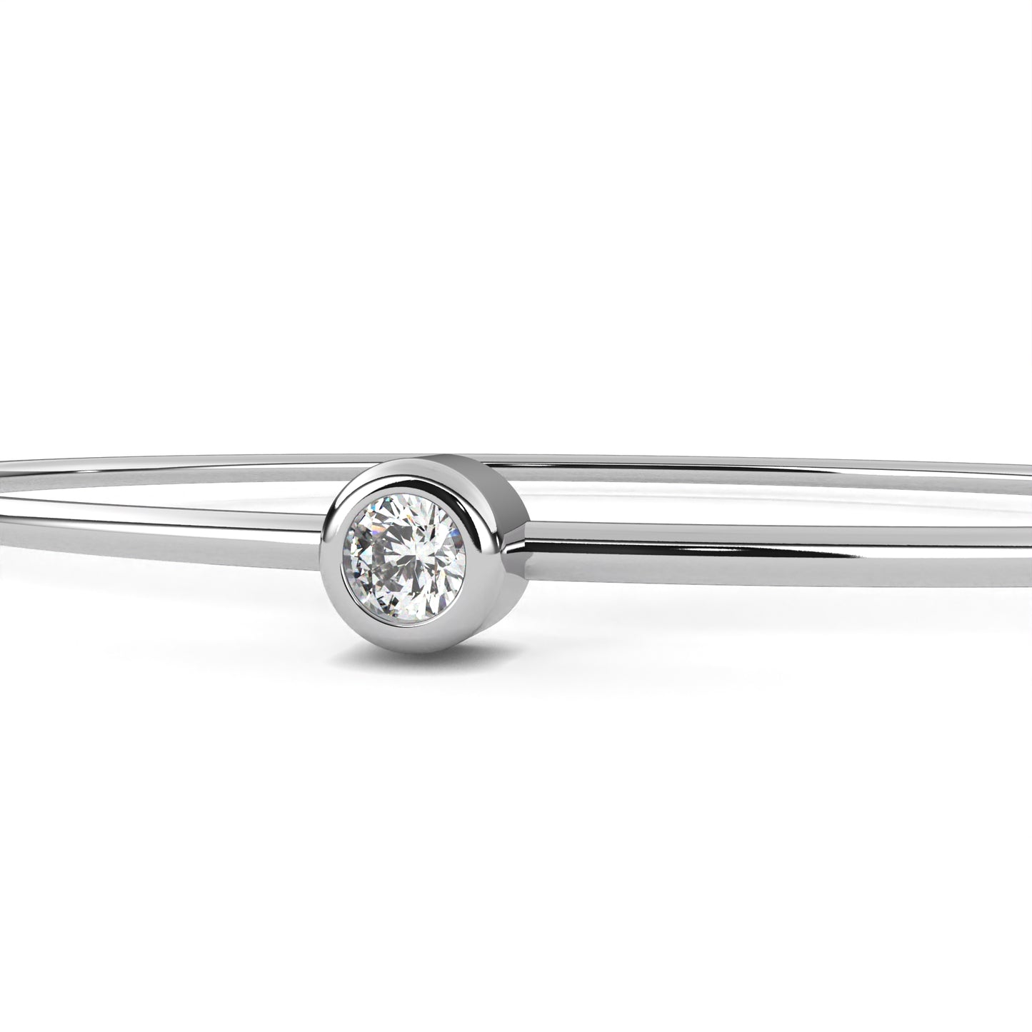 Minimalist Bezel Set Solitaire Diamond Bangle