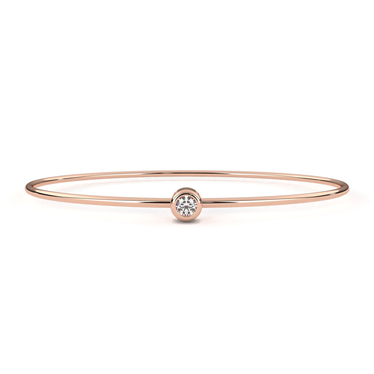 Minimalist Bezel Set Solitaire Diamond Bangle