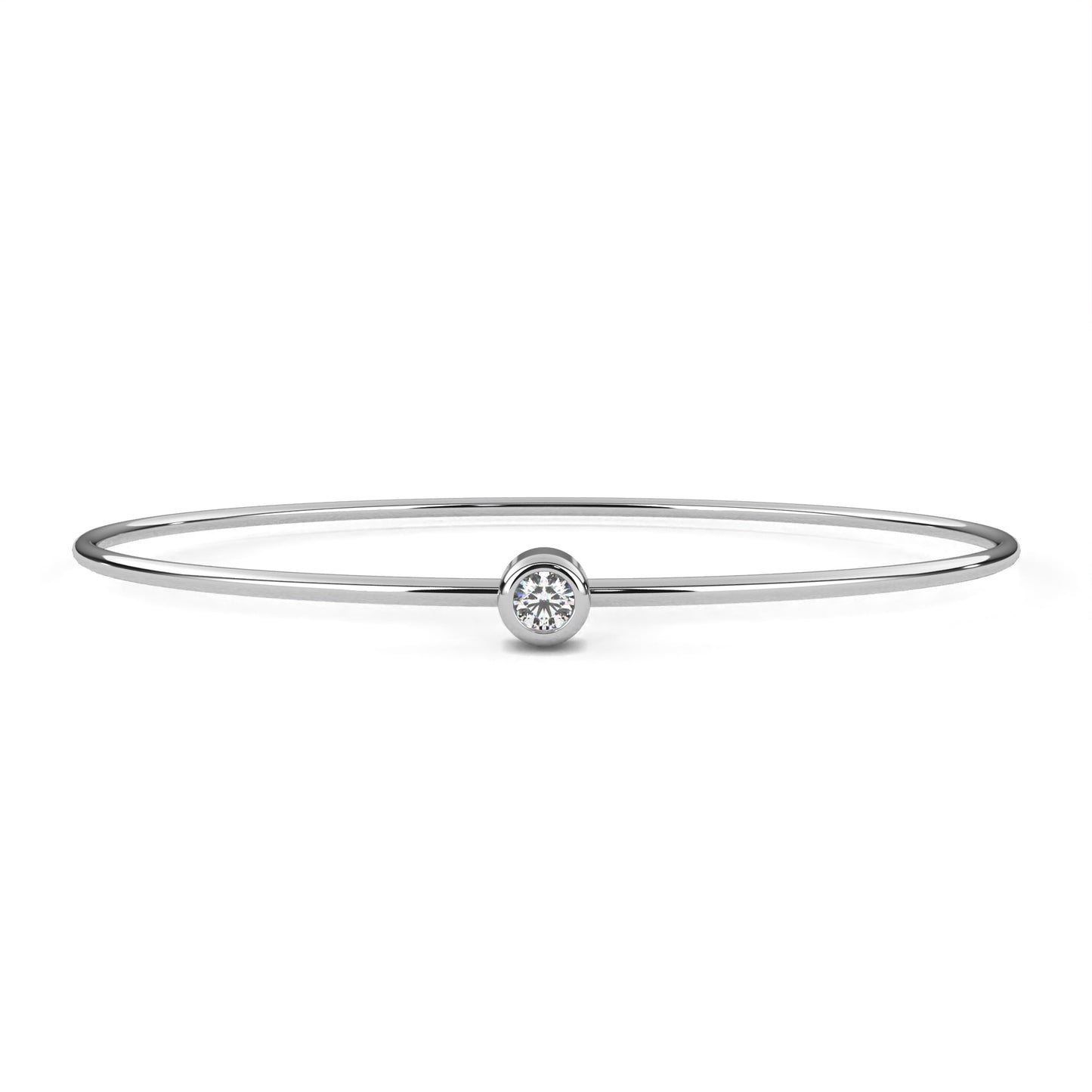 Minimalist Bezel Set Solitaire Diamond Bangle