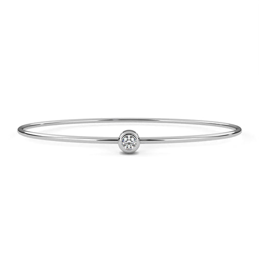 Minimalist Bezel Set Solitaire Diamond Bangle