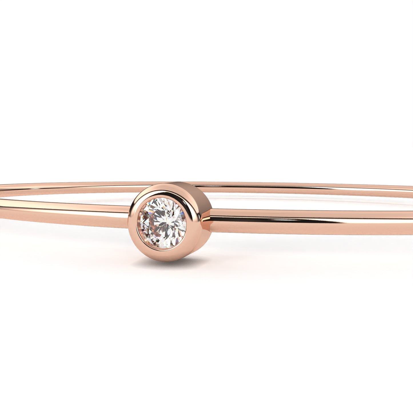 Minimalist Bezel Set Solitaire Diamond Bangle