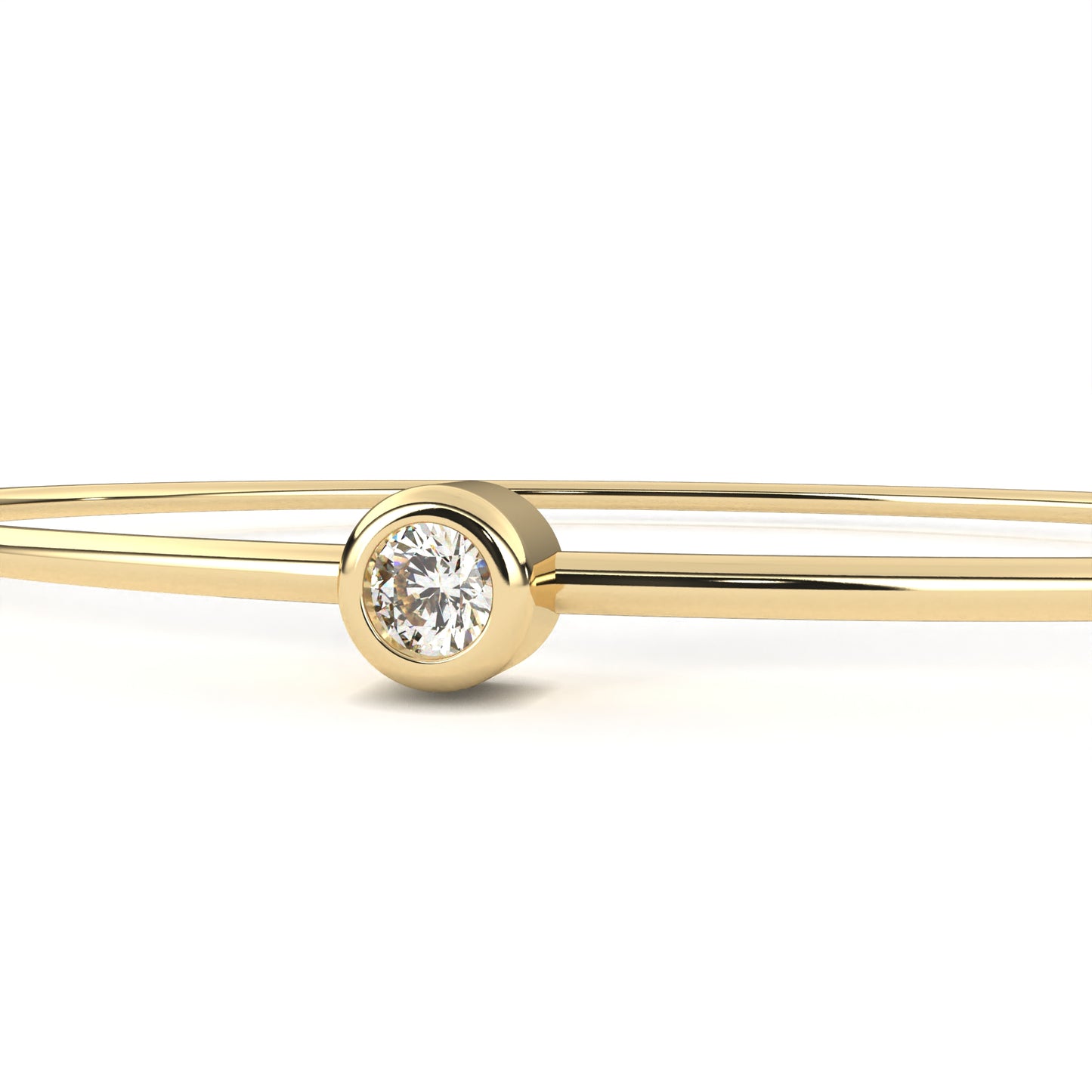 Minimalist Bezel Set Solitaire Diamond Bangle