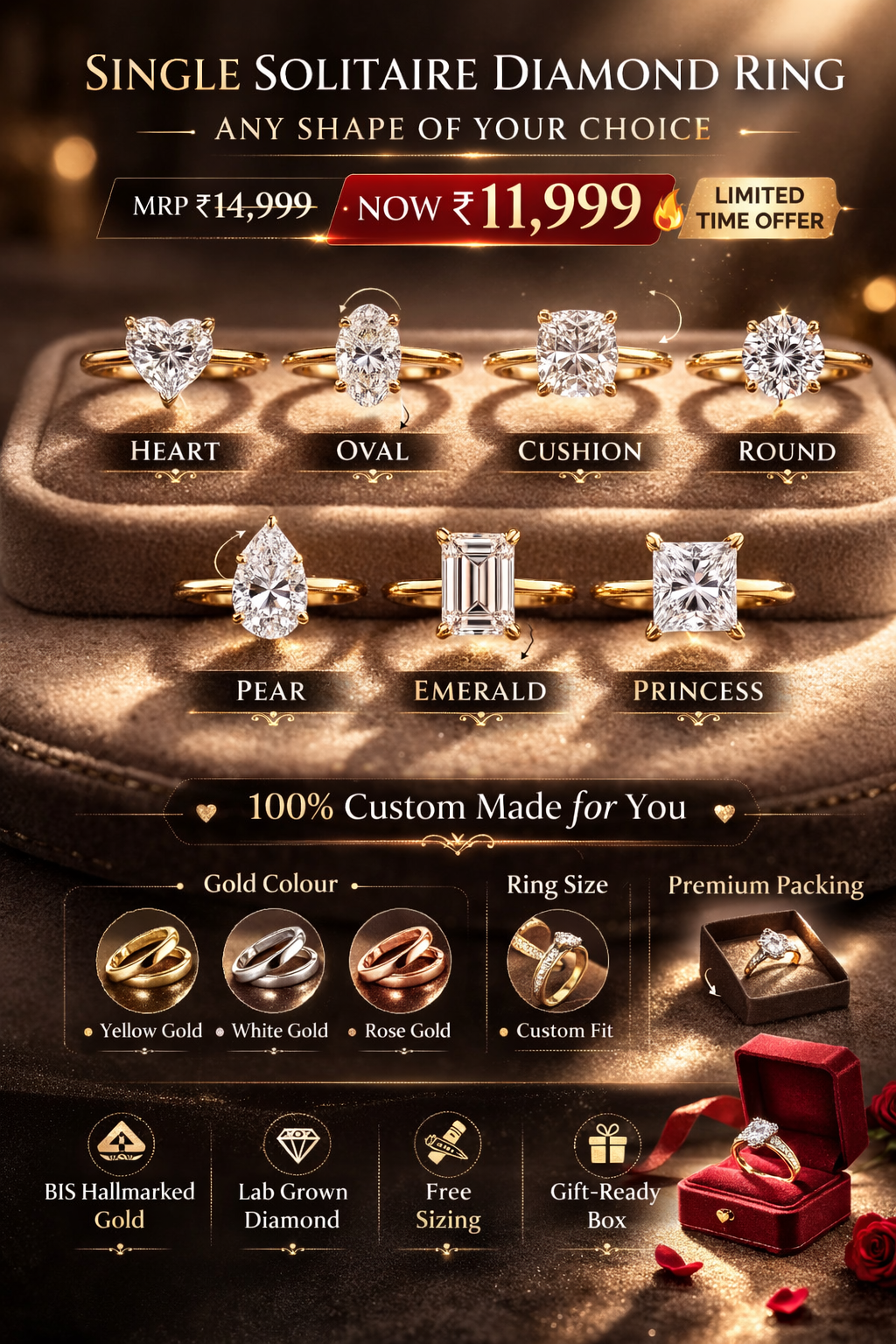 Single Solitaire Ring (Any Shape)