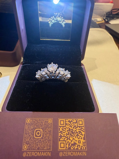 Majestic Crown-Inspired Diamond Ring – White Gold Luxury Collection | Zeromakin