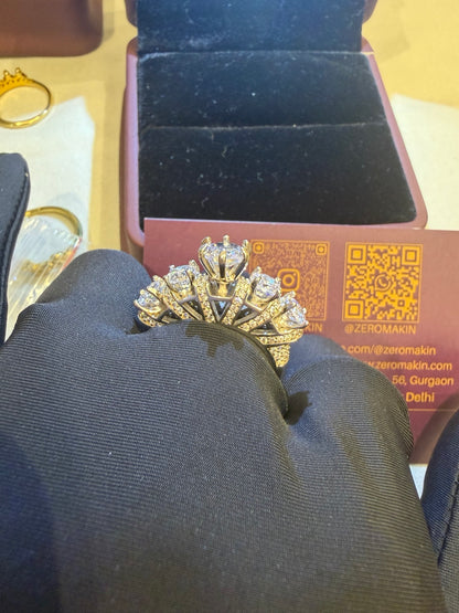 Majestic Crown-Inspired Diamond Ring – White Gold Luxury Collection | Zeromakin