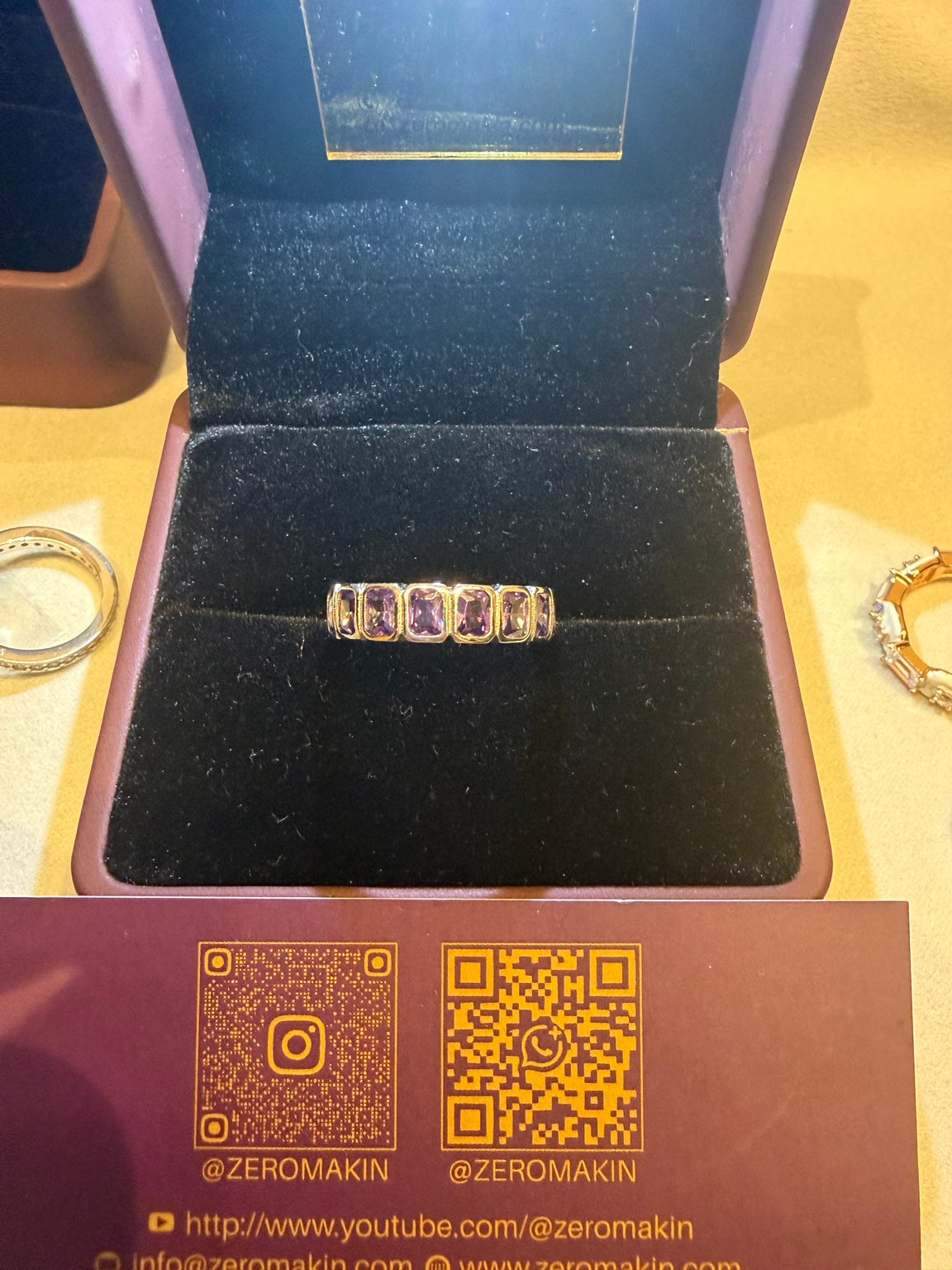 Royal Amethyst-Inspired Purple Gemstone Band Ring in Gold