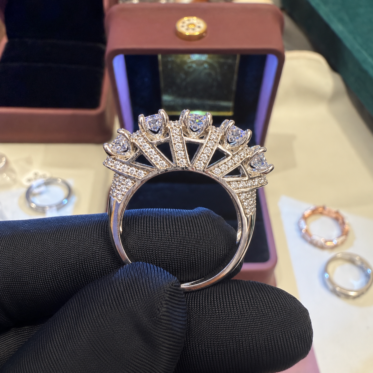 Royal Crown Diamond Ring in White Gold