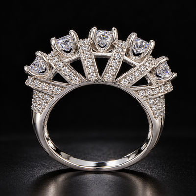 Royal Crown Diamond Ring in White Gold