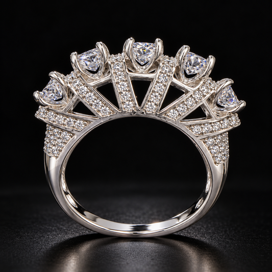 Royal Crown Diamond Ring in White Gold