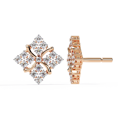 Floral Diamond Cluster Stud Earrings