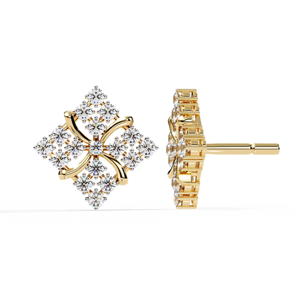 Floral Diamond Cluster Stud Earrings