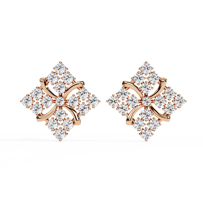 Floral Diamond Cluster Stud Earrings