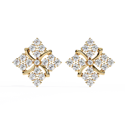 Floral Diamond Cluster Stud Earrings