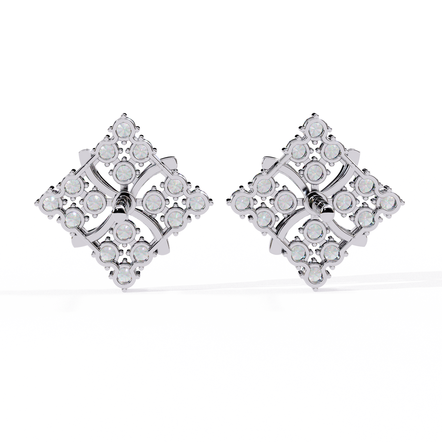 Floral Diamond Cluster Stud Earrings