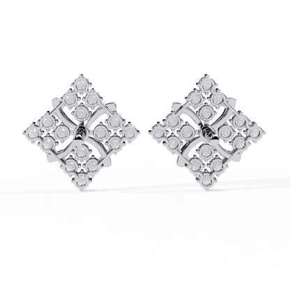 Floral Diamond Cluster Stud Earrings