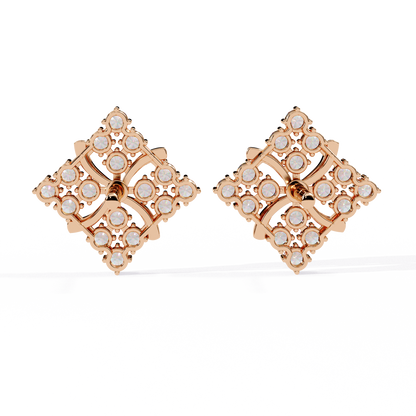 Floral Diamond Cluster Stud Earrings