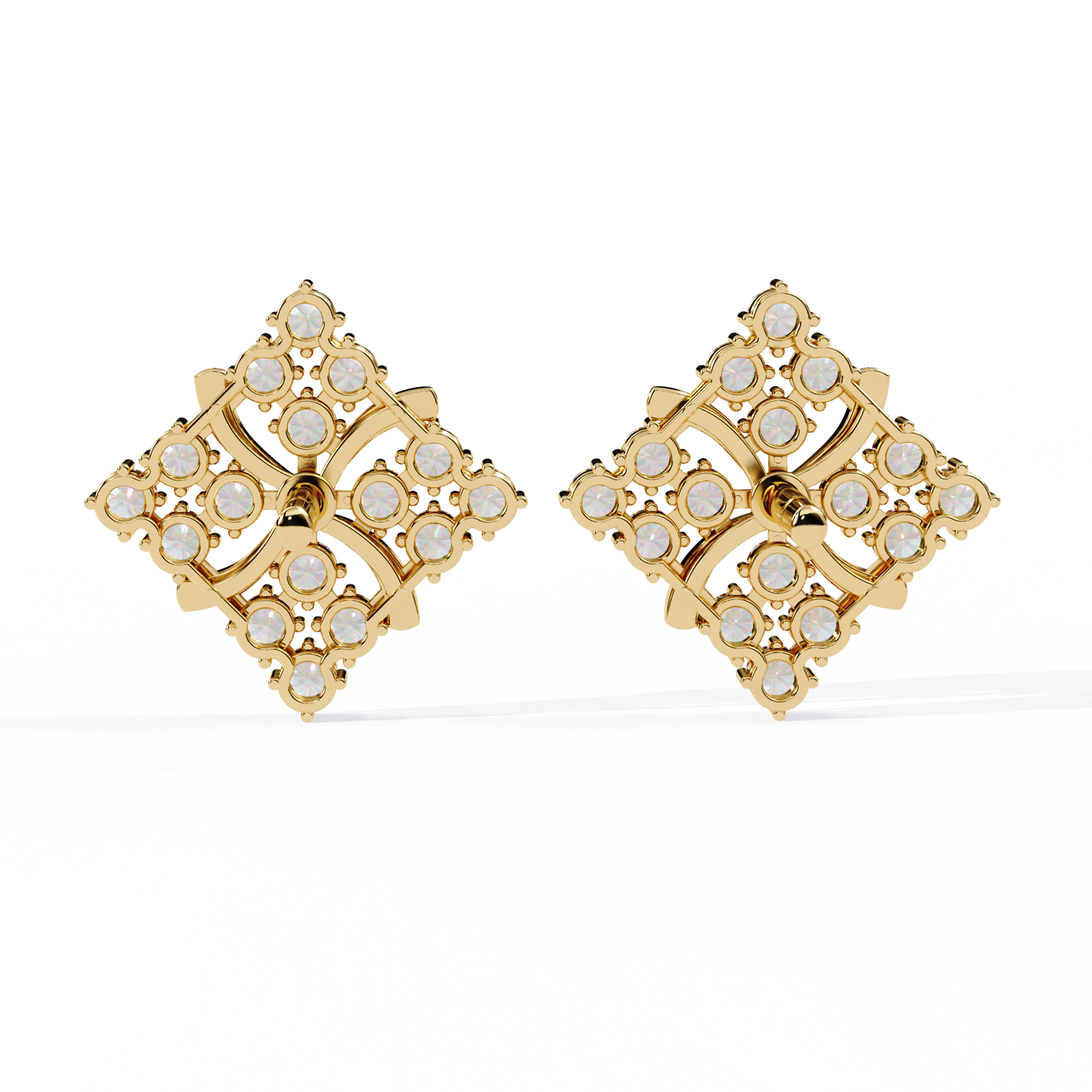 Floral Diamond Cluster Stud Earrings