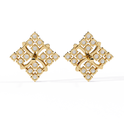 Floral Diamond Cluster Stud Earrings