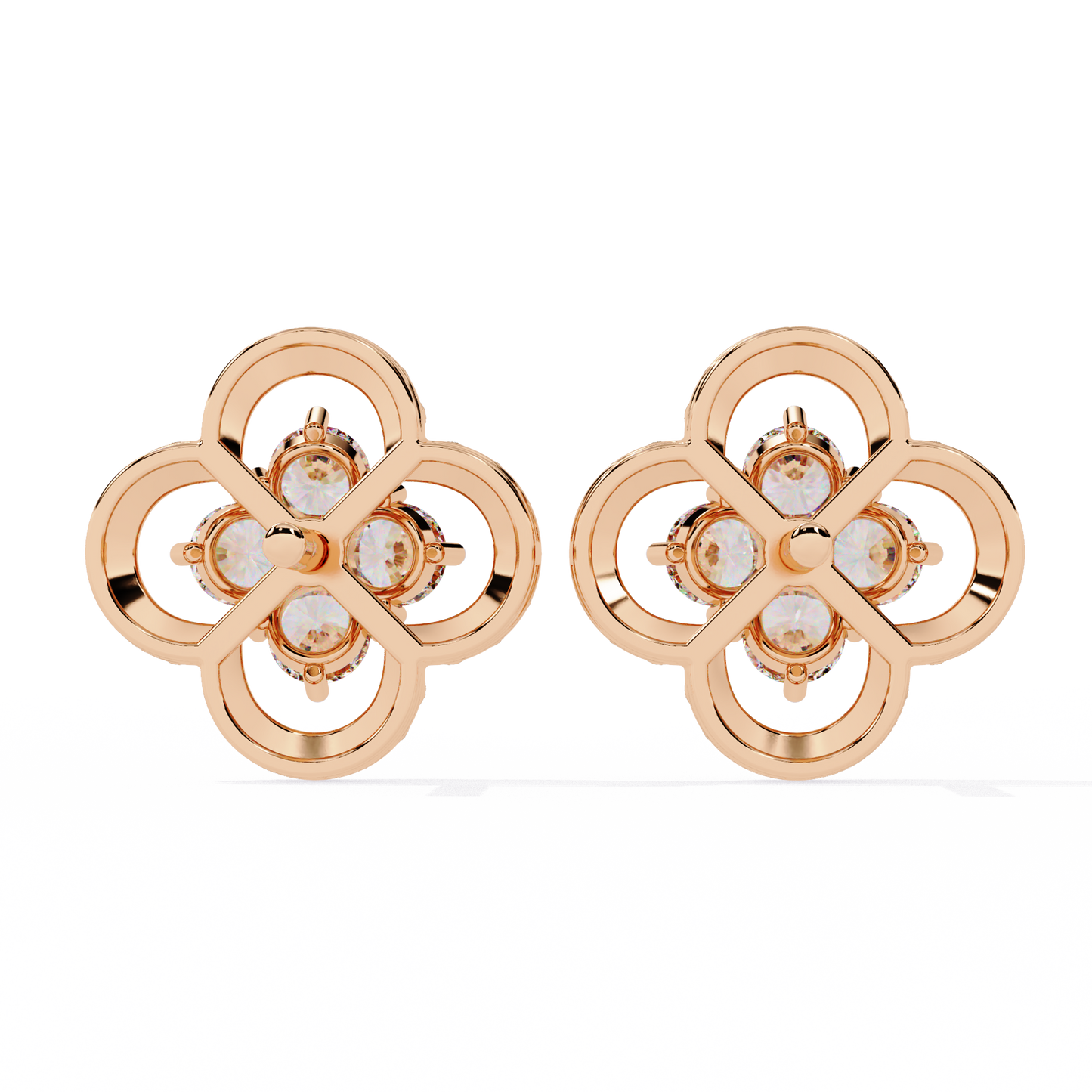 Celeste Clover Diamond Stud Earrings