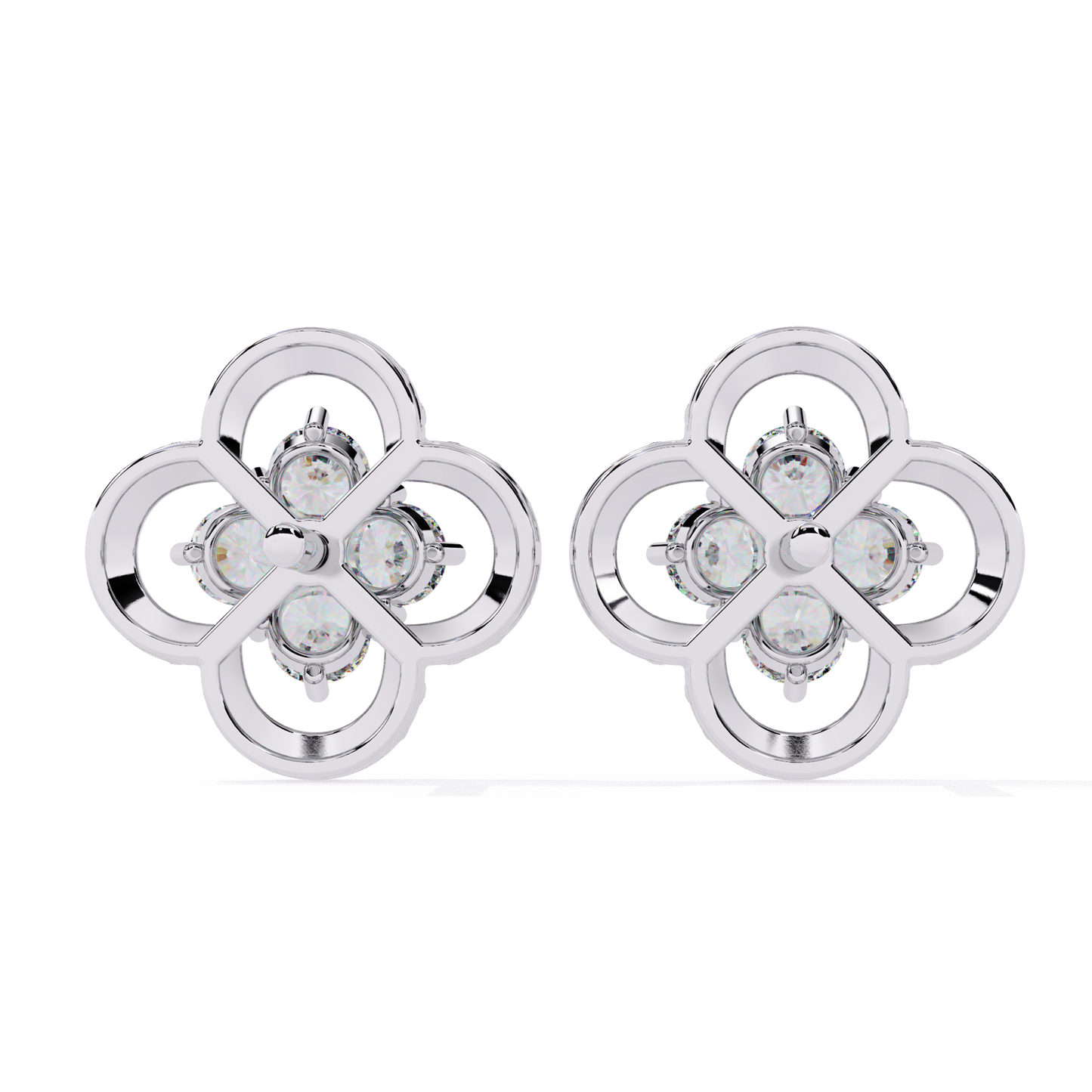 Celeste Clover Diamond Stud Earrings