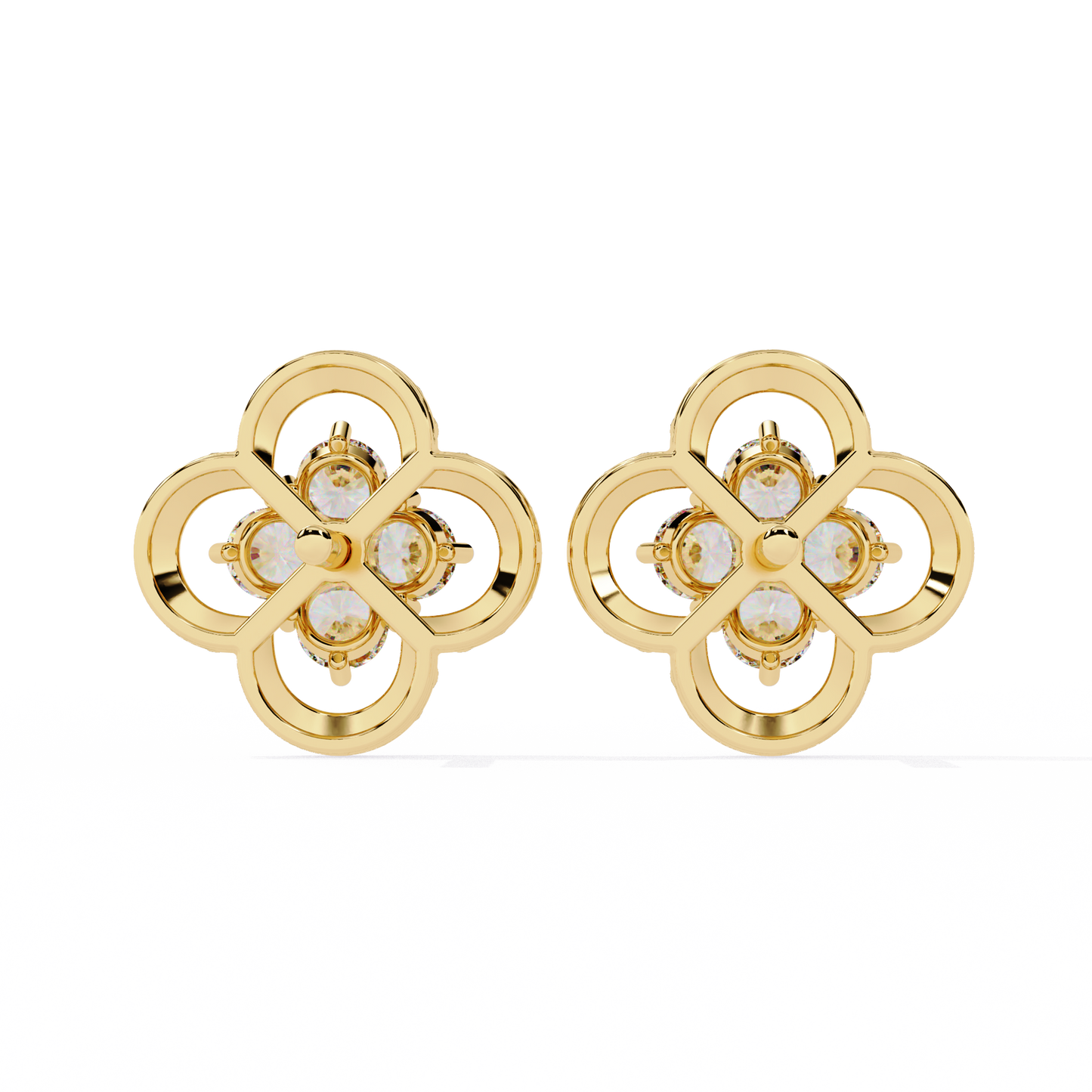 Celeste Clover Diamond Stud Earrings