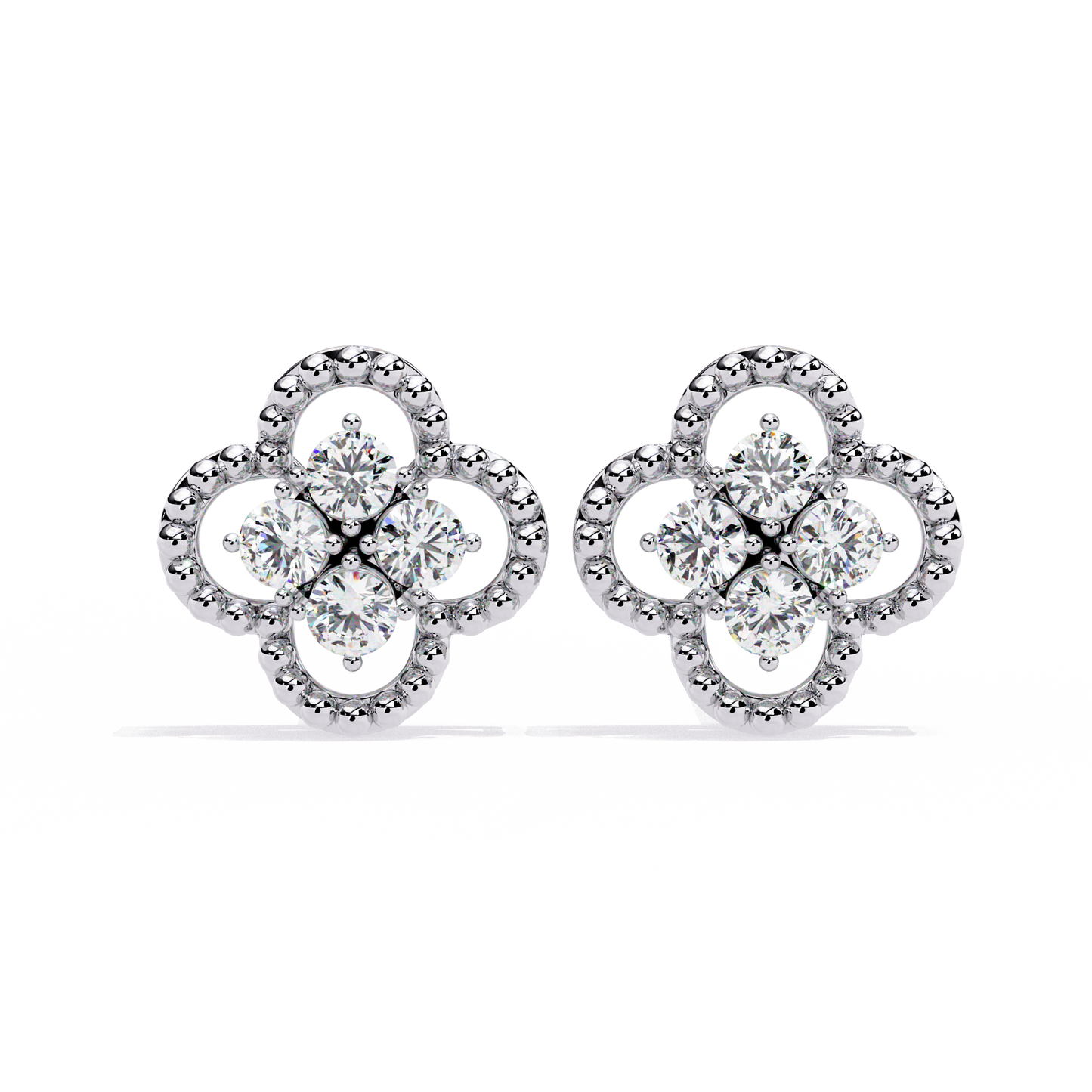 Celeste Clover Diamond Stud Earrings