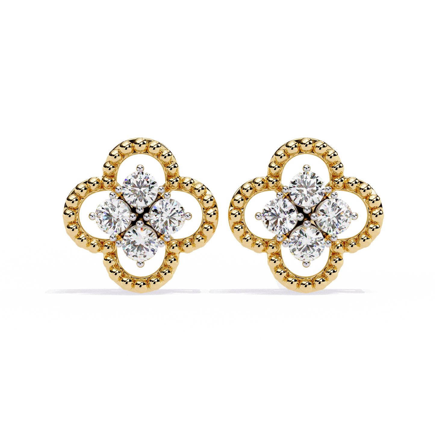 Celeste Clover Diamond Stud Earrings
