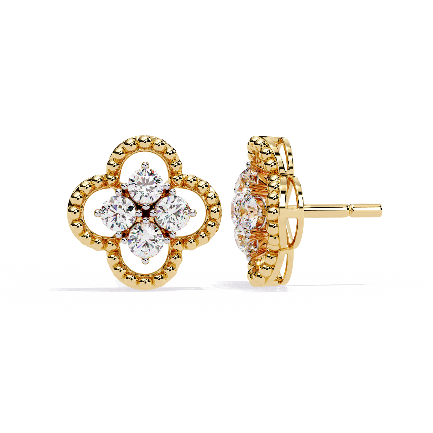 Celeste Clover Diamond Stud Earrings