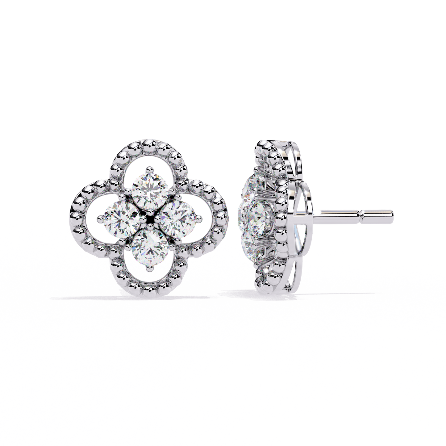 Celeste Clover Diamond Stud Earrings