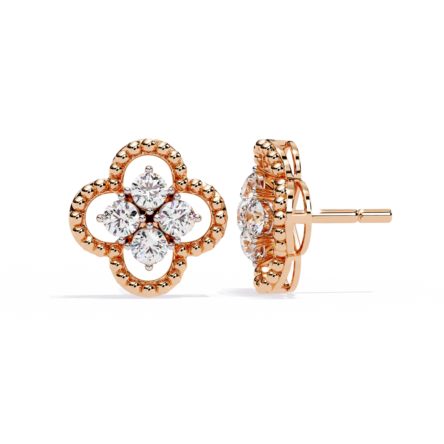 Celeste Clover Diamond Stud Earrings