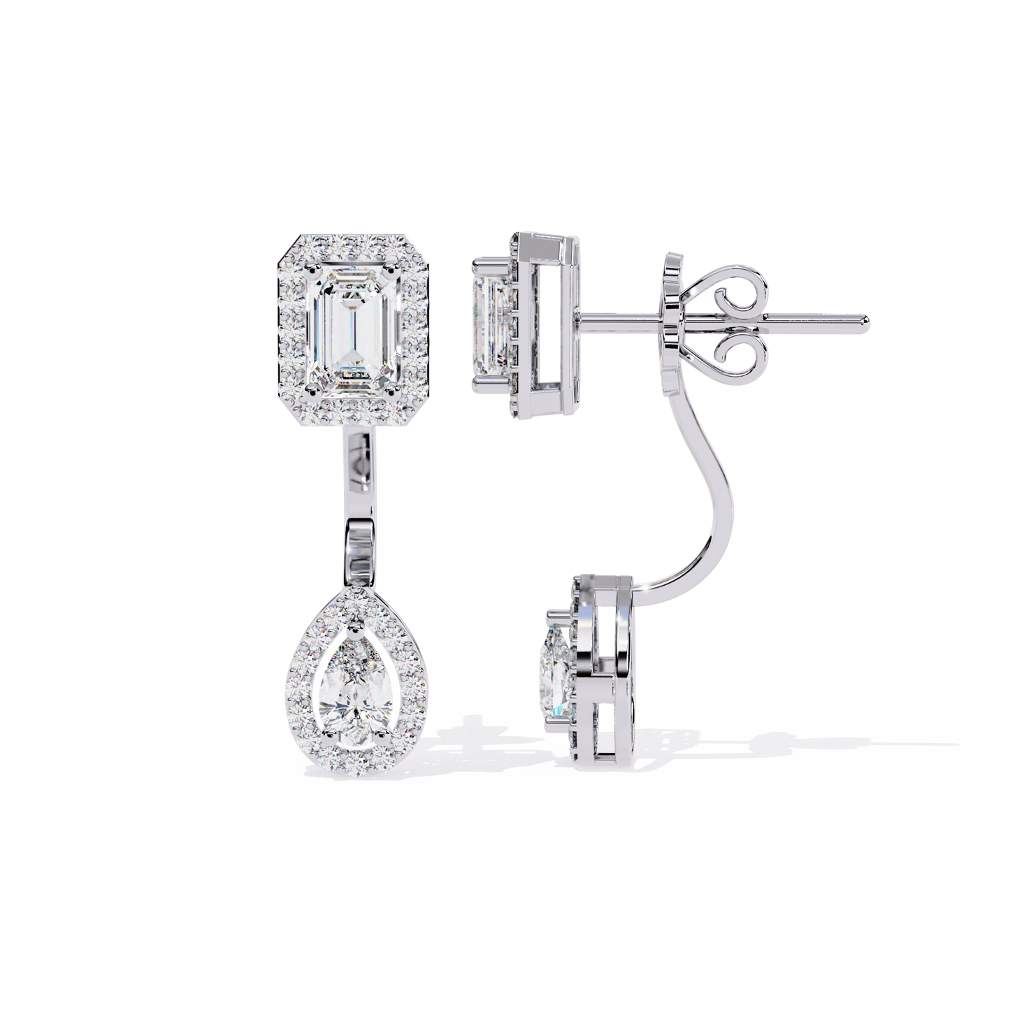 Emerald Halo Drop Earrings