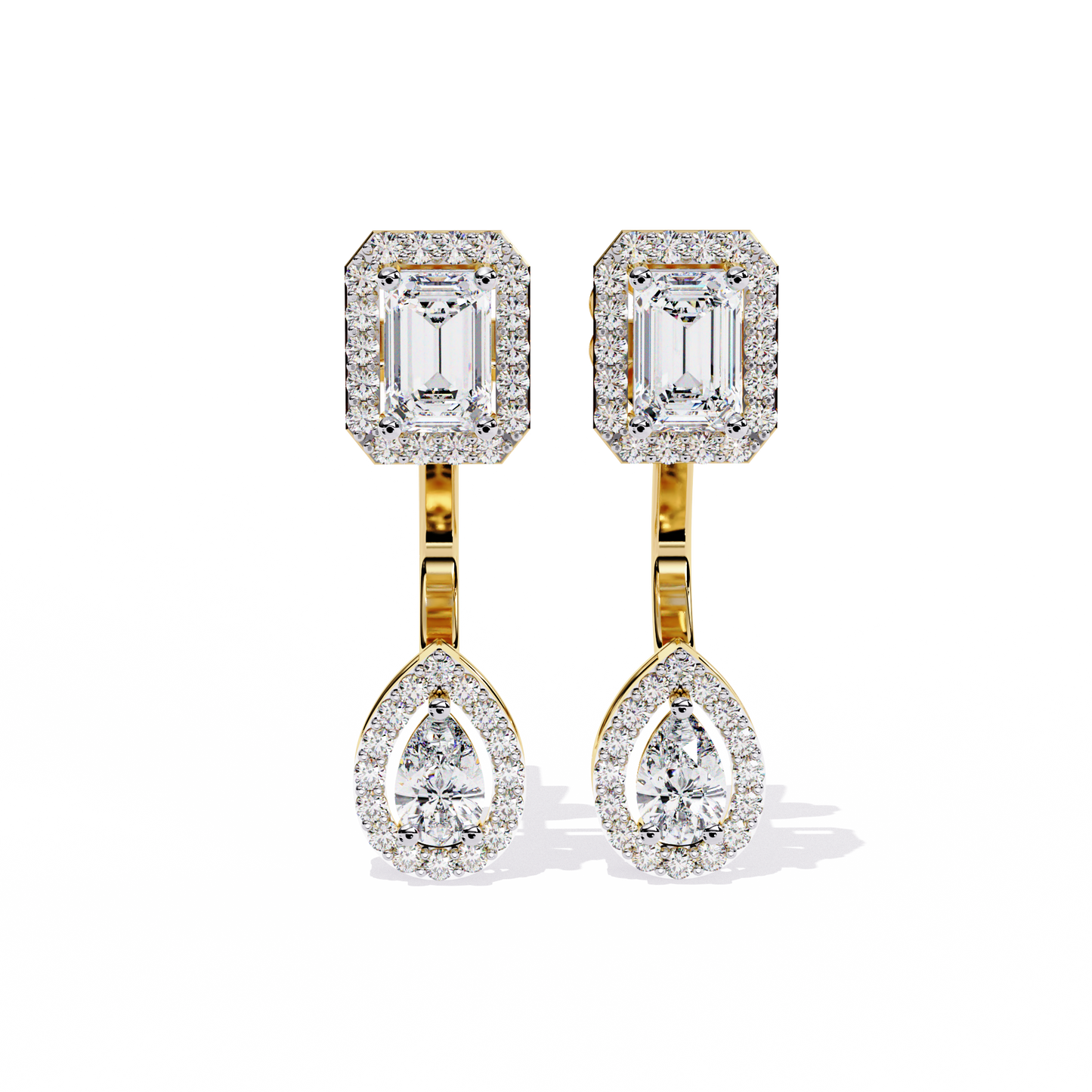 Emerald Halo Drop Earrings