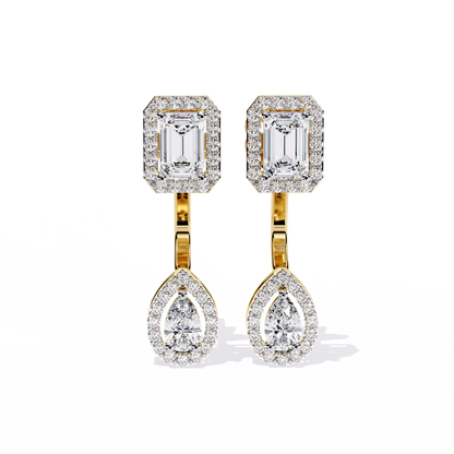 Emerald Halo Drop Earrings