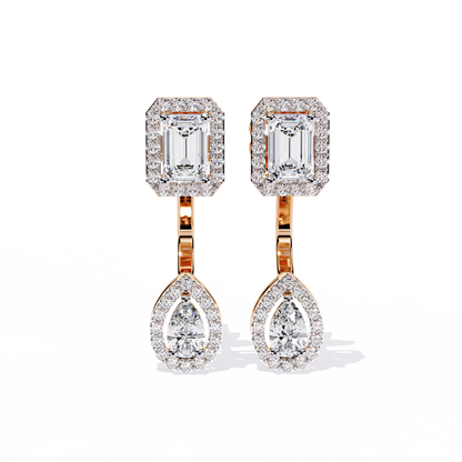 Emerald Halo Drop Earrings