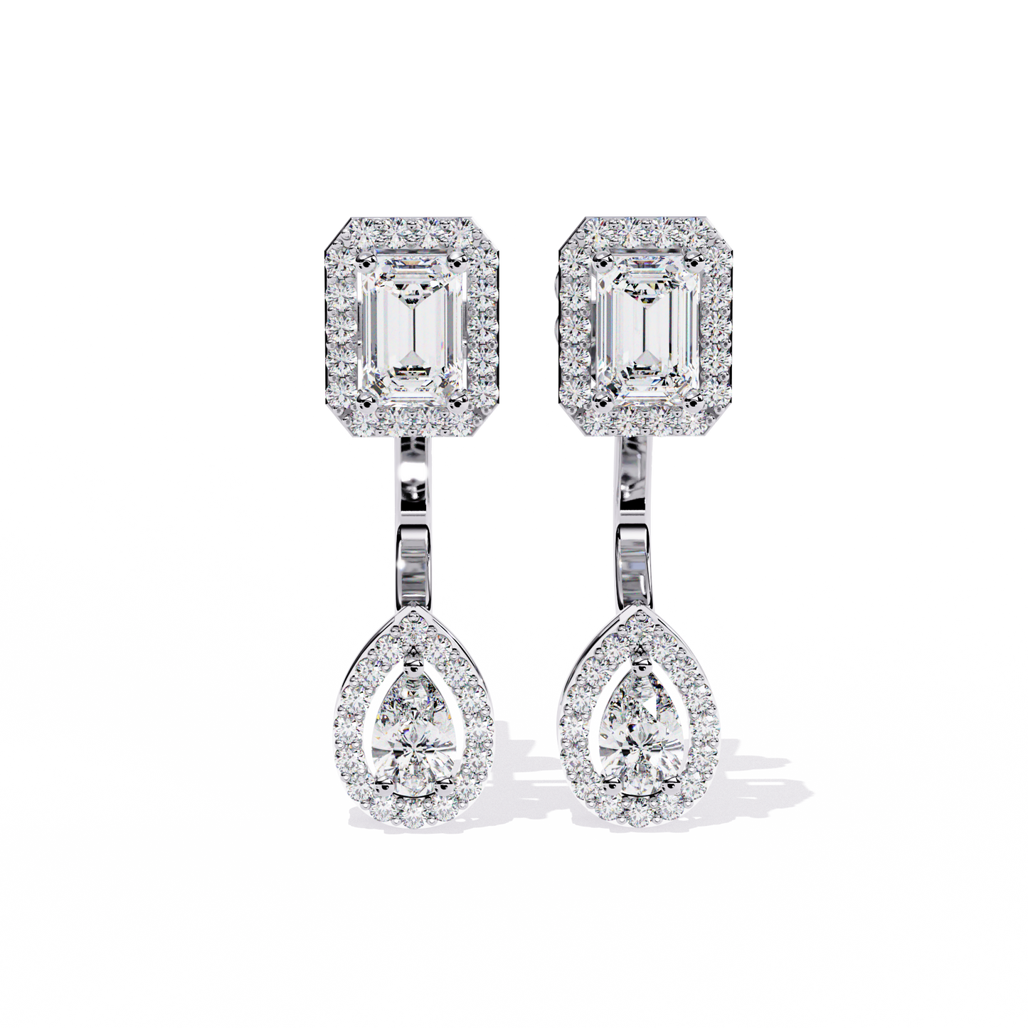 Emerald Halo Drop Earrings