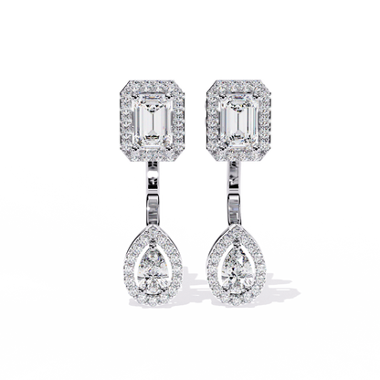 Emerald Halo Drop Earrings