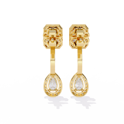 Emerald Halo Drop Earrings