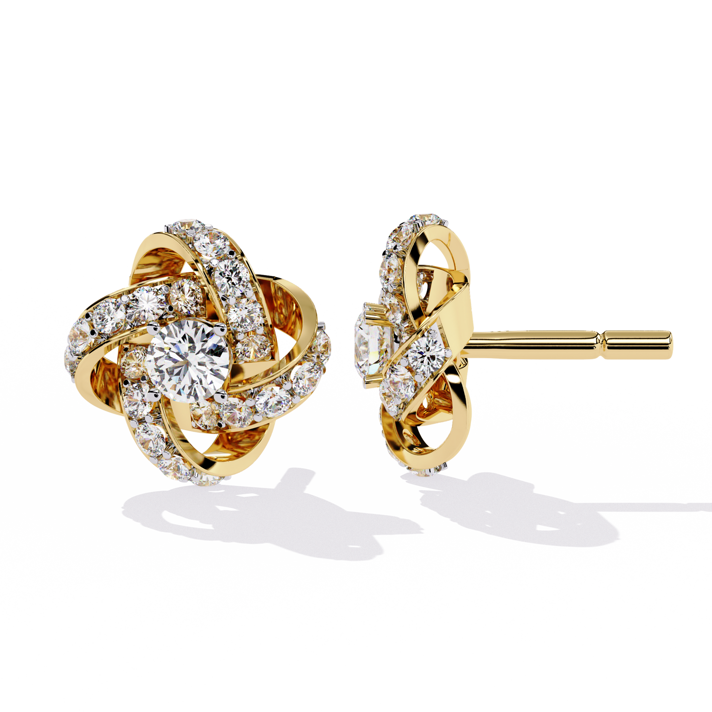 Infinity Bloom Diamond Stud Earrings
