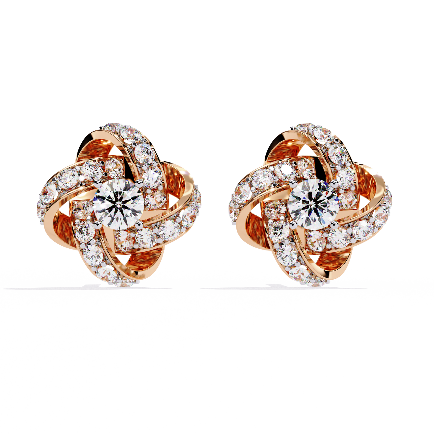Infinity Bloom Diamond Stud Earrings