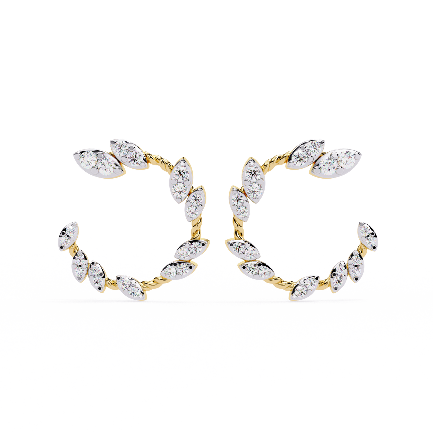 Verdant Leaf Diamond Hoop Earrings