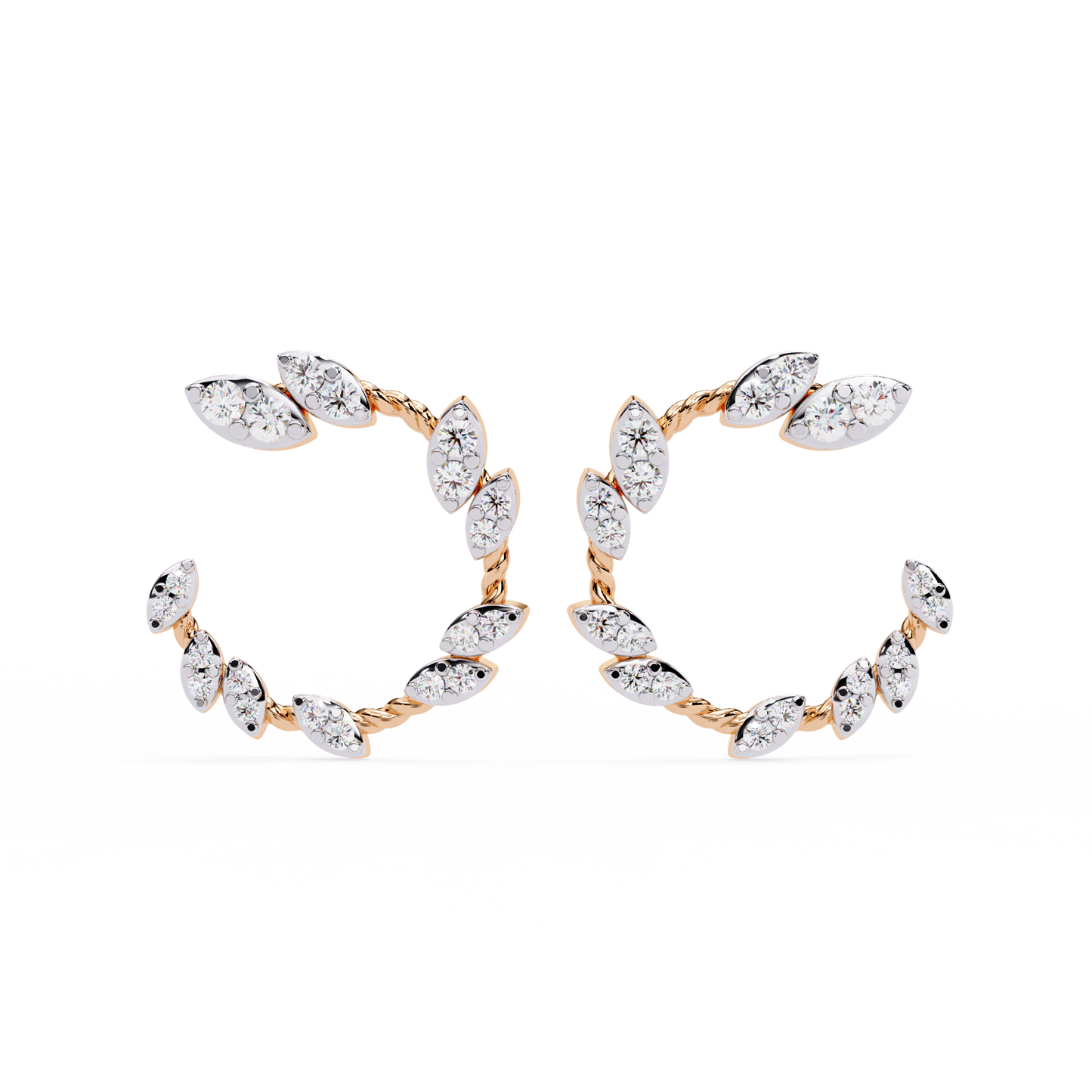 Verdant Leaf Diamond Hoop Earrings